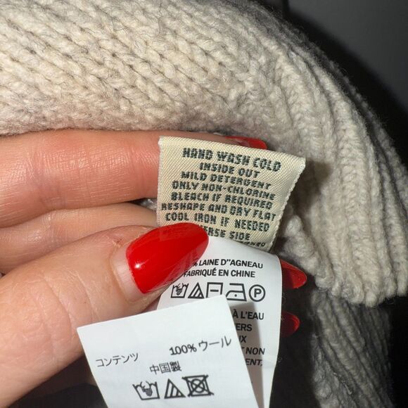 L.L. Bean Classic Rag Wool Fair Isle Zip Cardigan - Cream/Black/Gray XL - Picture 10 of 10